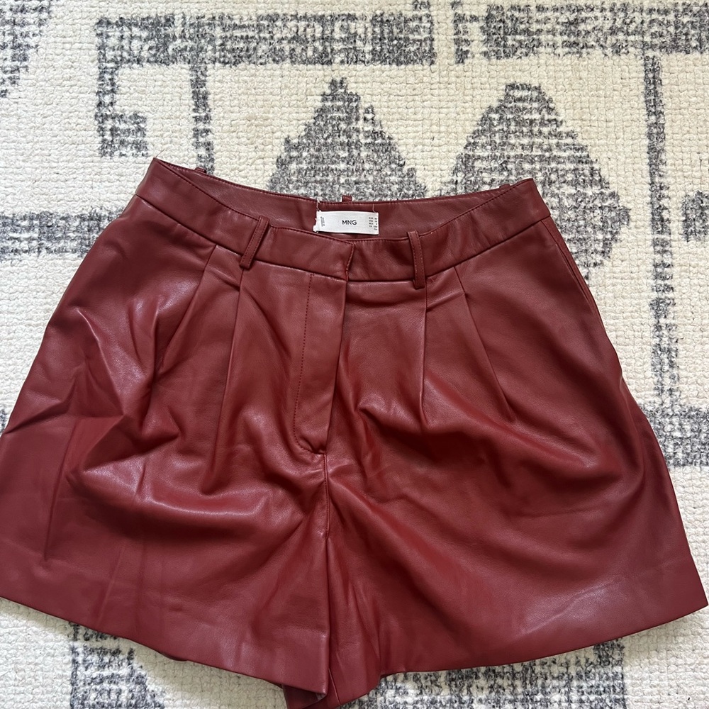 Mango burgundy Pleather Shorts